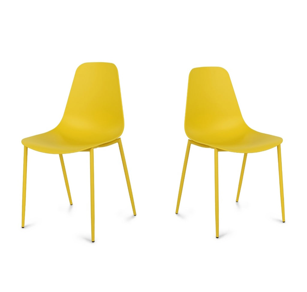 Daisy Yellow Dining Chair Set Of 2 New Easy Clean Designer Quaity Comfortable Indoor or Outdoor Patio