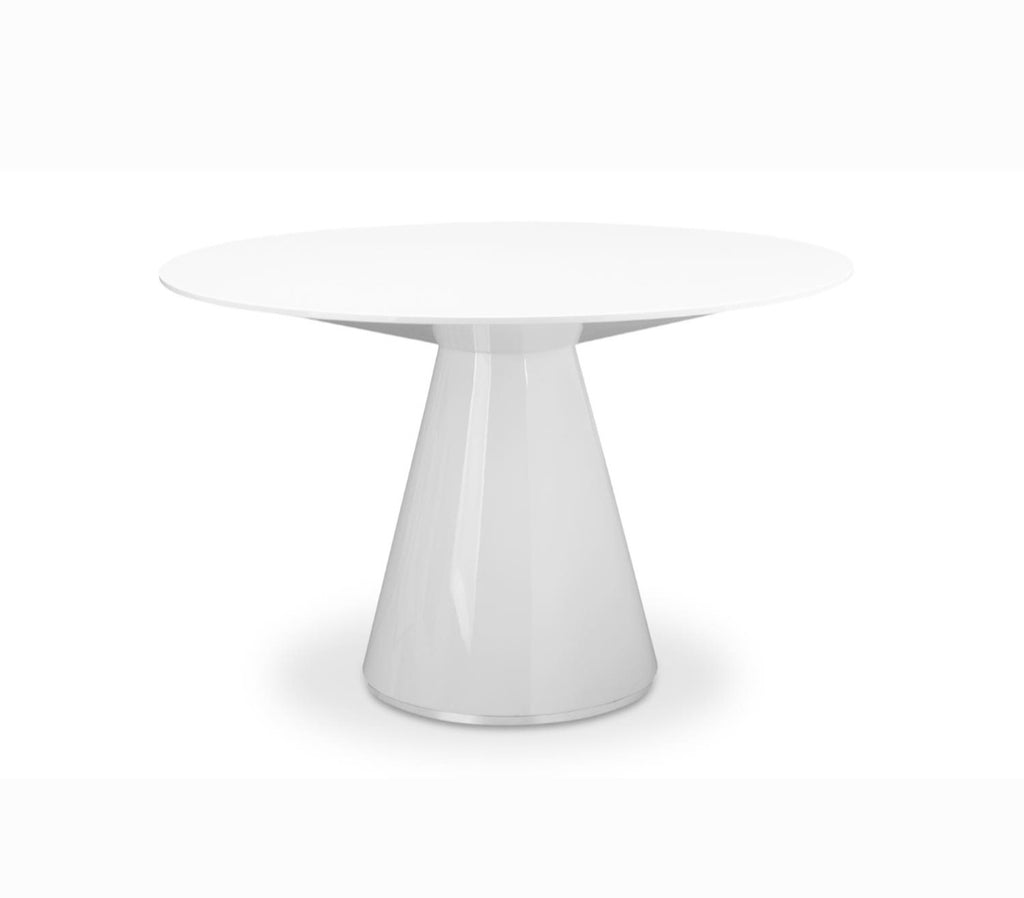 Moe's 47" Modern Round White Dining Kitchen Table Contemporary Pedestal Base New Designer Quality Furniture