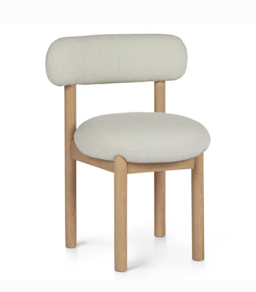 SET OF 2 Ivory Wool Boucle Dining Chair Mid Century Modern Durable Quality New Designer