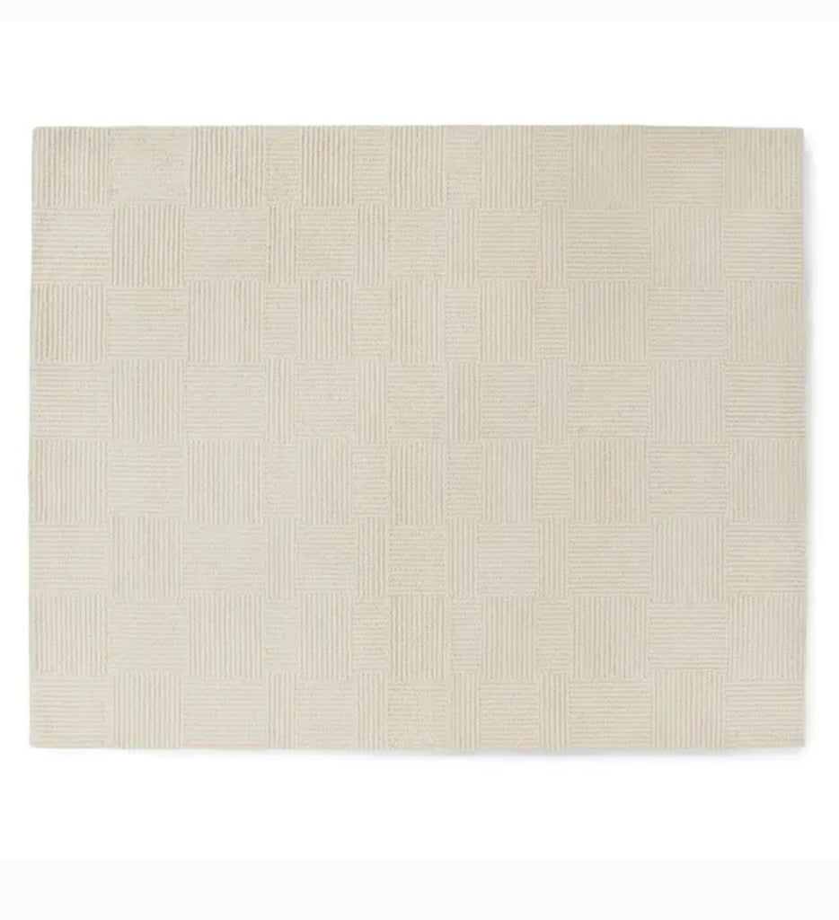 8' x 10' Textured Ivory Area Rug Carpet Hand Tufted Wool Contemporary Design Home Decor New