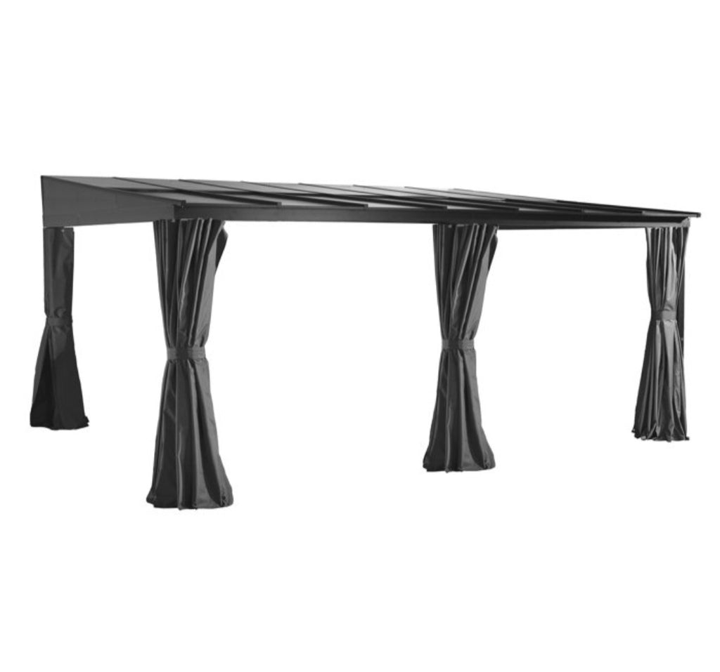 Sojag Modern Black  12' x 16' Aluminum Wall-Mounted Outdoor Patio Gazebo Pergola New In Box