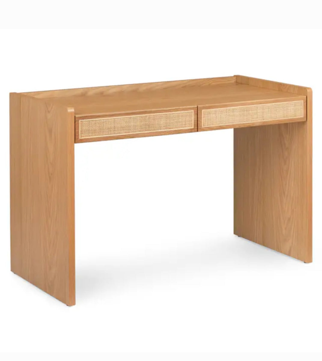 48" Wide 2 Drawer Work Desk Oak Wood Mid Century Modern New Designer F