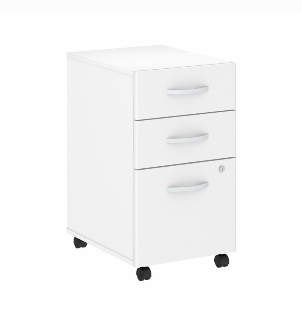 Bush Business Furniture 16" Wide Office Filing File Cabinet 3 Drawer Ample Storage White Finish New Assembled