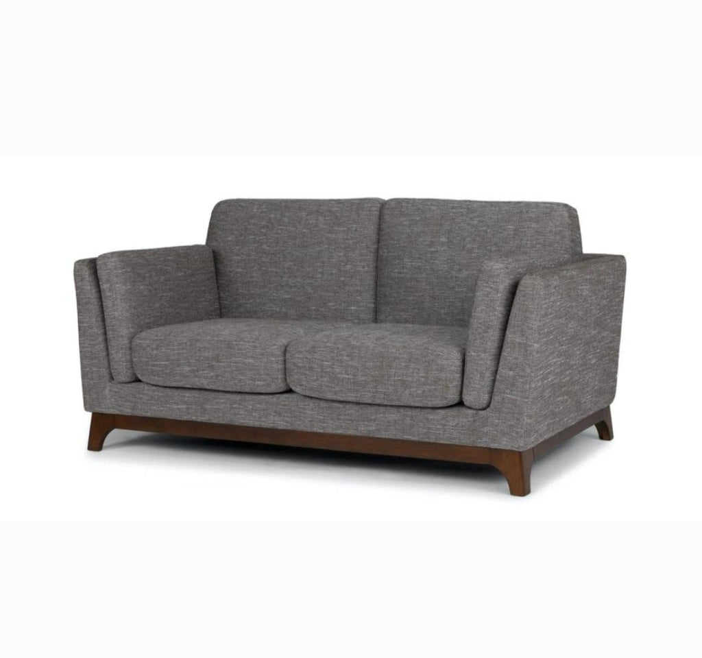 61" Designer Mid Century Modern Loveseat Sofa Couch Solid Wood Base Quality Furniture Grey Solid and Durable