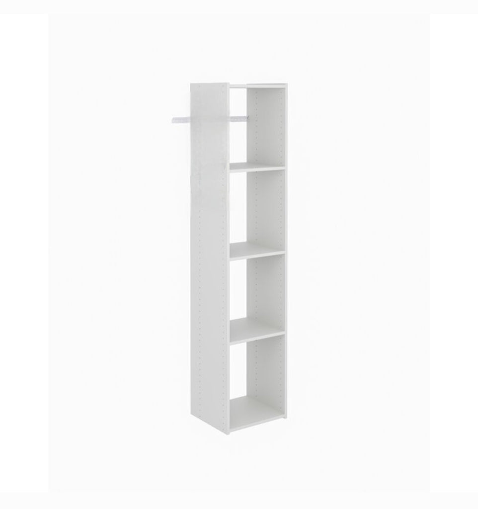 15" Closet Organizer Ample Storage New White In Color Modular Customizable 4 Shelves Wardrobe Armoire