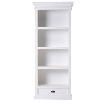 Solid Mahogany Wood Standard Bookcase White Ample Storage Display New Contemporary Assembled