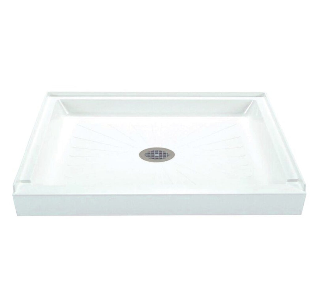 Shower Base Single Threshold 42" x 36" Centre Drain White Acrylic Fibreglass Durable Quality Brand New Tile Flange