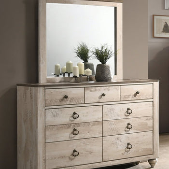 63" Dresser 7 Drawer Chest New Distressed Finish Ample Storage Bedroom Furniture With Mirror