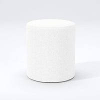 16" Upholstered Round Pouf Ottoman Footstool Brand New White Boucle Extra Seating Durable