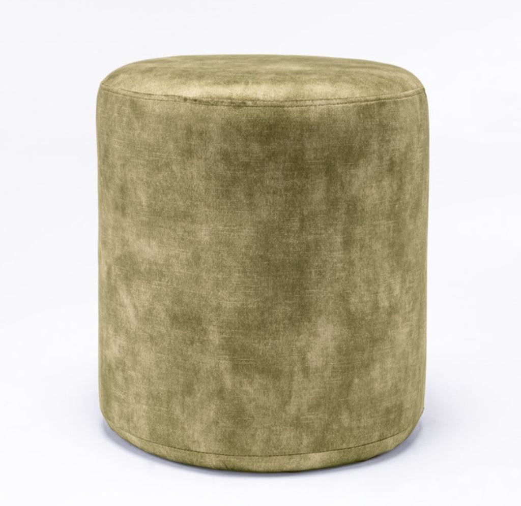 16" Upholstered Round Pouf Ottoman Footstool Brand New Olive Green Velvet Extra Seating Durable