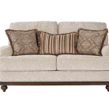 66" Loveseat Sofa With Reversible Cushions New Wood Trim With Accent Pillows Nailhead Trim Beautiful