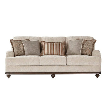 91" Sofa Couch With Reversible Cushions New Wood Trim With Accent Pillows Nailhead Trim Beautiful