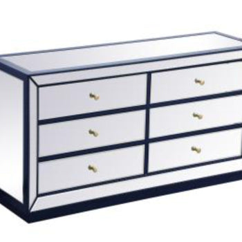 6 Drawer Designer Bedroom Dresser Chest 60" Mirrored New In Box Modern Contemporary Buffet Sideboard