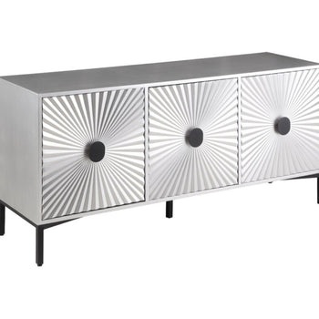 64" 3 Door Sideboard Buffet Console Table Assembled Solid and Durable New Ample Storage Modern Starburst Design