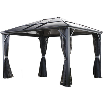 Sojag 10' x 12' Patio Gazebo Brand New Includes Net Curtains Hard Top Roof No Foundation Req