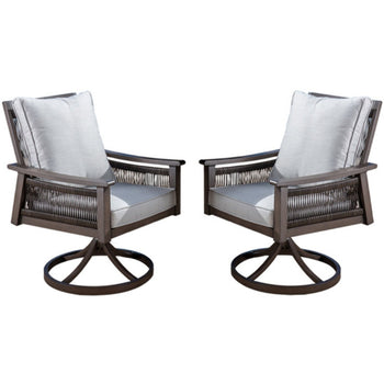 Set Of 2 Outdoor Aluminum Patio Swivel Rocking Dining Chair New In Box With Sunbrella Cushions Comfortable