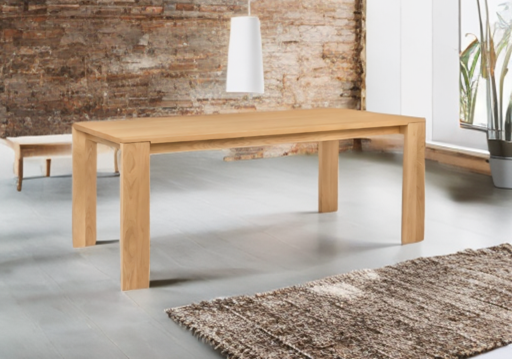 76" Dining Kitchen Table Oak Finish Solid Wood Constuction Mid Century Modern Designer Furniture