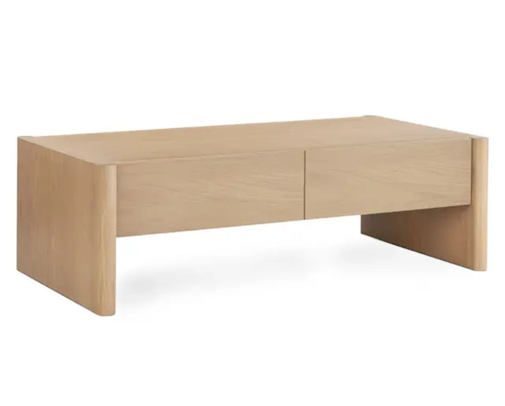 48" Mid Century Modern Cocktail Coffee Table With Drawer Storage Wood White Oak Durable Quality New