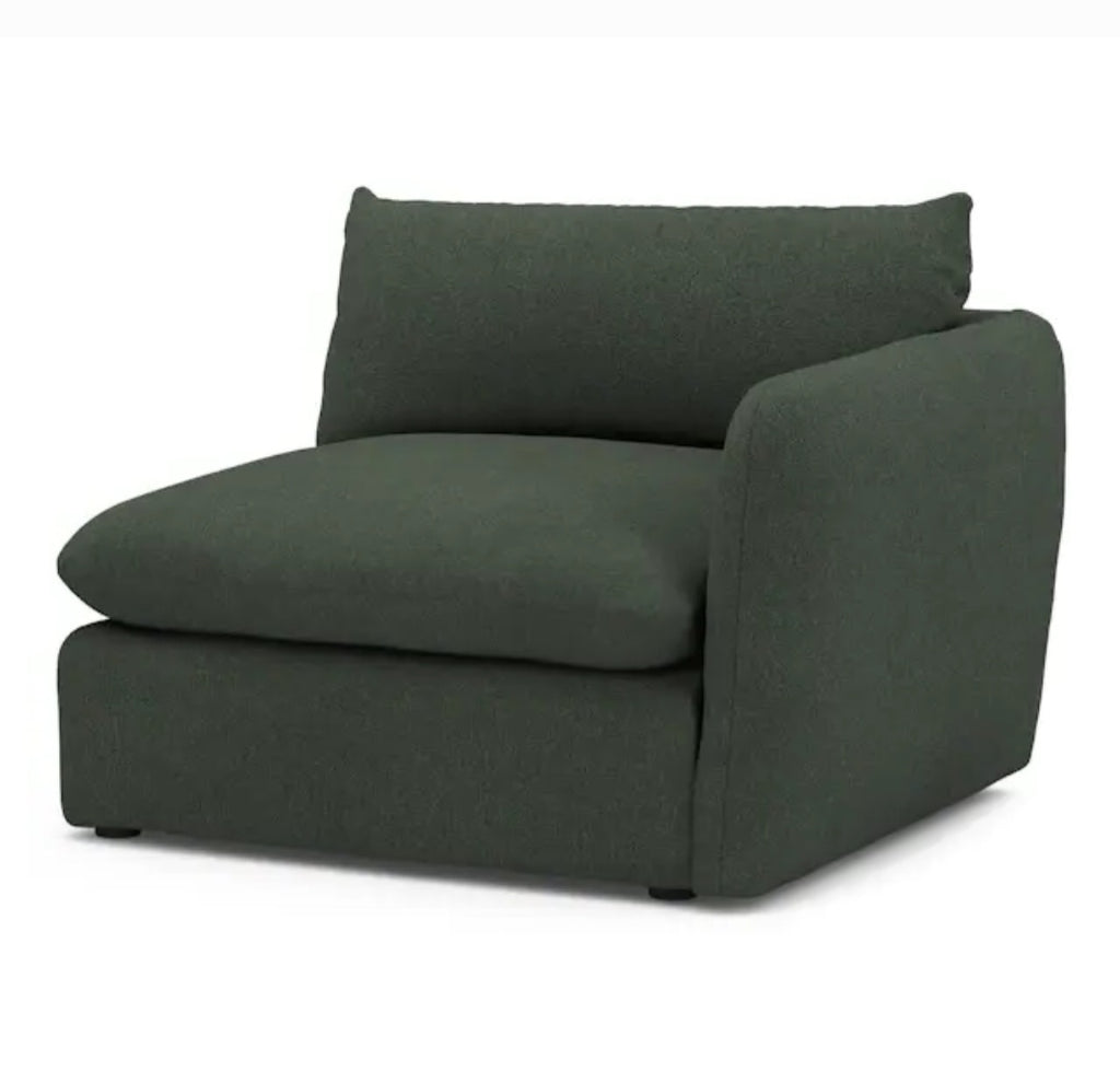 46" Modern Corner Lounge Chair Modular Plush Fabric Brand New Comfortable Designer Quality Green