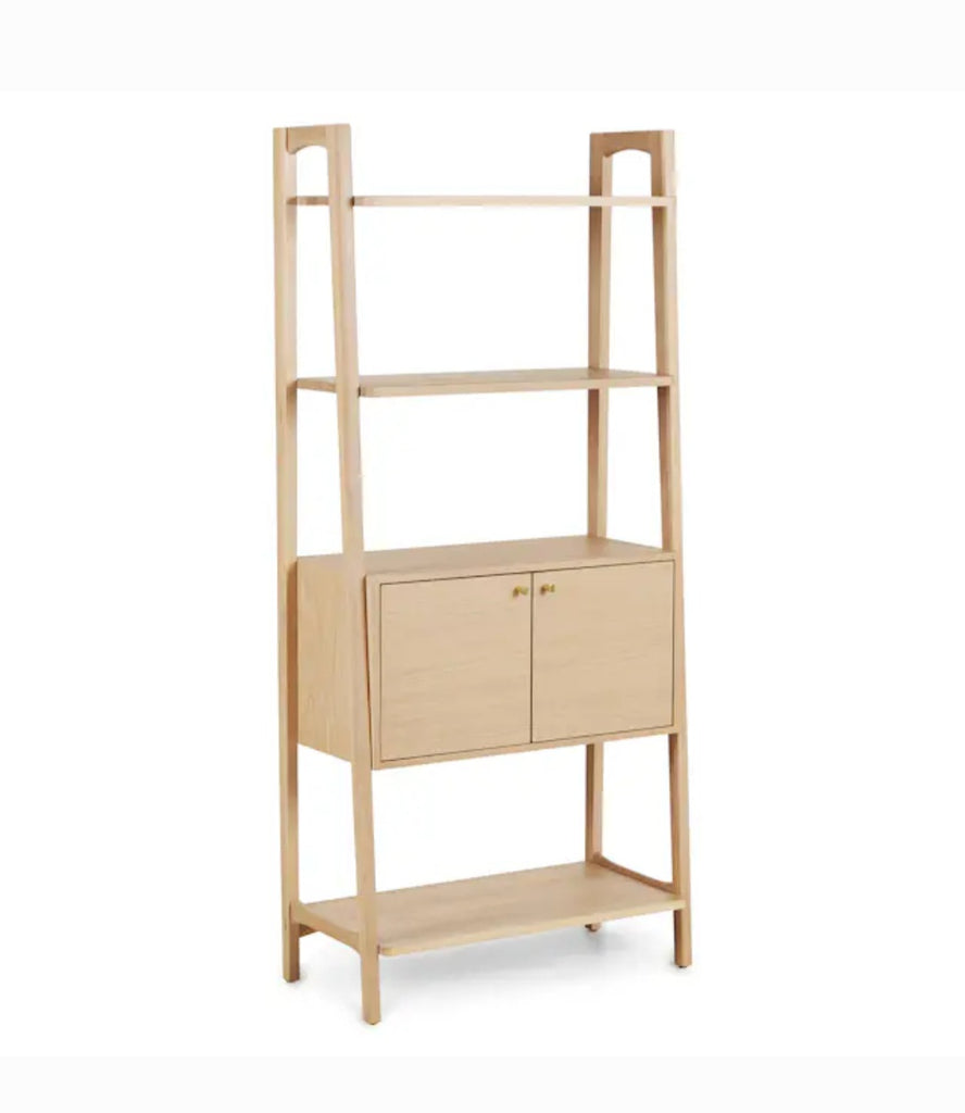 31.5" Wide Freestanding Book Shelf Office Work Display / Storage Shelf Cabinet Oak Home Furniture Mid Century Modern New