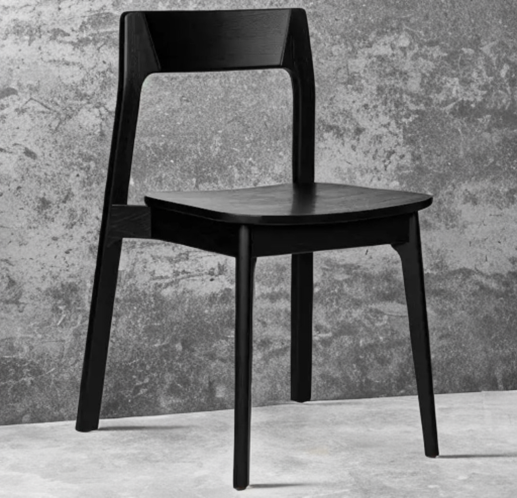 Set Of 2 Black Oak Dining Kitchen Chair New Assembled Home Furniture Mid Century Modern Stackable