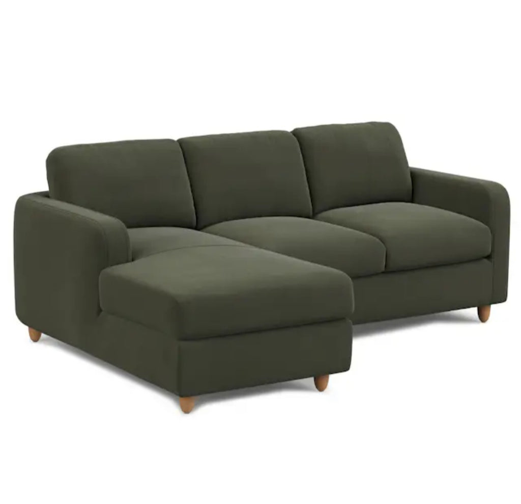 90.5" Velvet Sectional Sofa Couch Fir Green Built In Storage Chaise New Modern New Comfortable Designer
