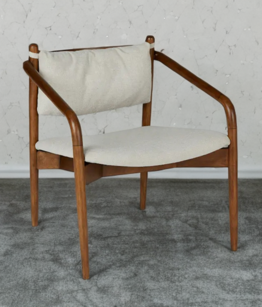 Chalk Grey 25" Lounge Accent Chair Designer Quality Upholstery Solid Wood Walnut Finish New Mid Century Modern