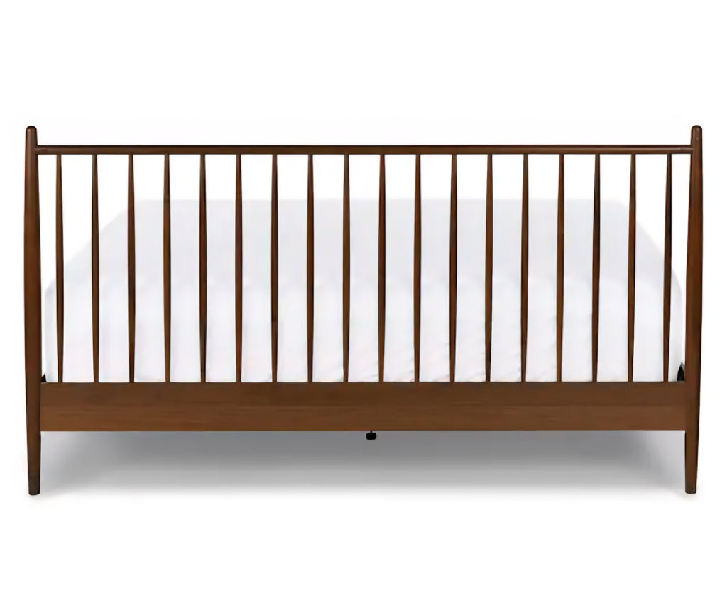Low Profile Spindle Headboard for Bed King Size Wood Construction Walnut New Mid Century Modern Designer Quality