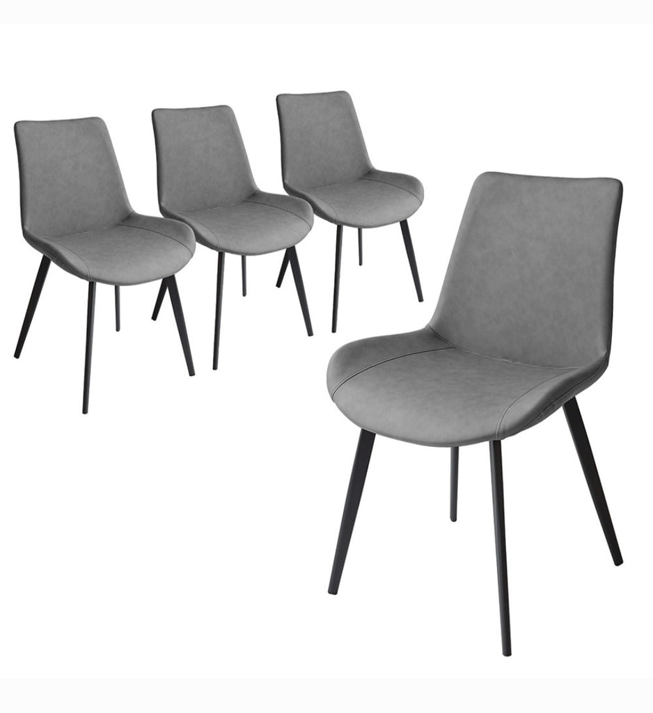 SET OF 4 Modern Upholstered Dining Chair Grey Vegan Leather Comfortable New Quality Easy Assembly