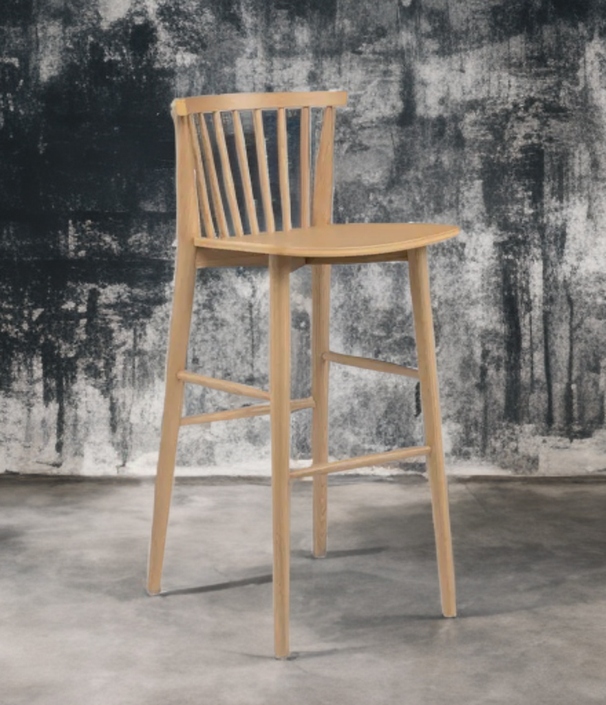 Set Of 2 Oak Dining Kitchen Shaker Chair Bar Height Stool Spindle Back New Assembled Home Furniture Durable Quality
