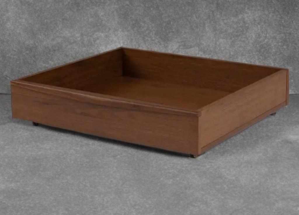 Set Of 2 Underbed Storage Drawer 31" Wide Walnut Finish Designer Mid Century Modern Quality Wood
