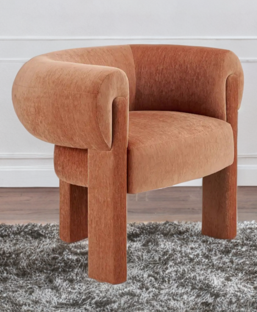 26" Modern Velvet Lounge Chair Curved Plush Comfortable Accent Modern Decor Furniture