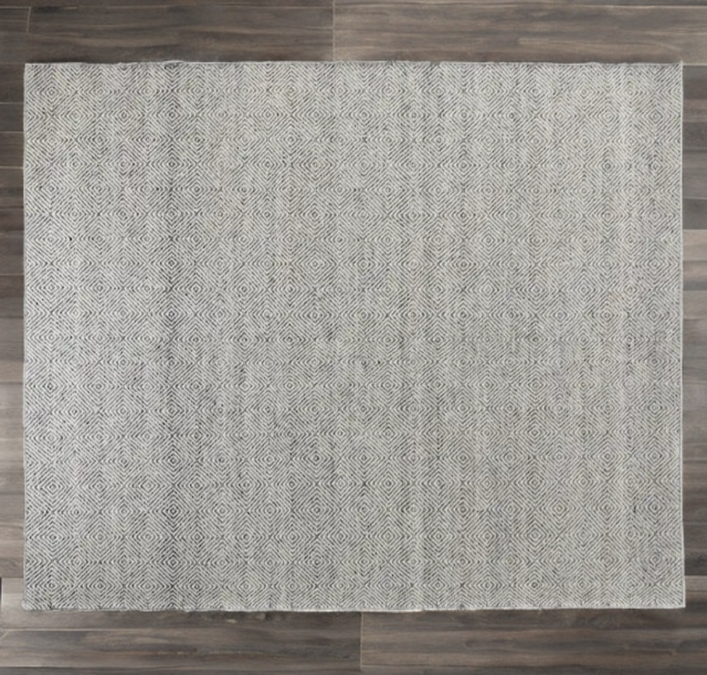 9' x 12' Wool Area Accent Rug Carpet New Indoor Grey Silver Modern Geometric Designer Quality
