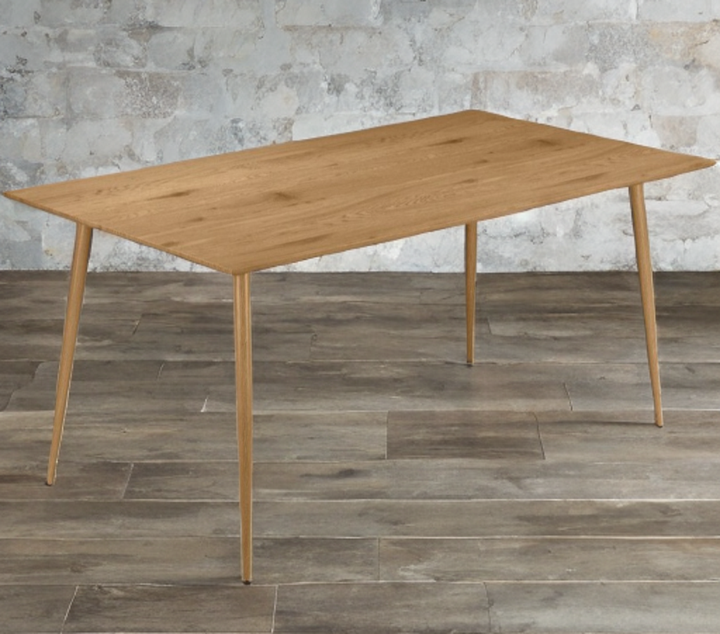 63" Dining Kitchen Table Oak Finish Wood Constuction Mid Century Modern Home Furniture