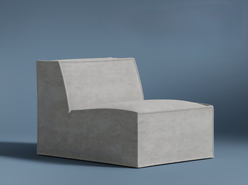27.5" Wide Modular Armless Sofa Couch Chair Platinum Grey Comfortable Low Profile Modern New