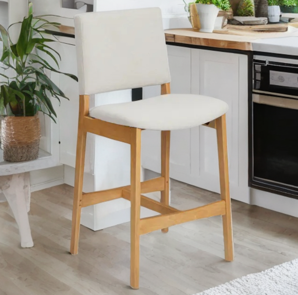 SET OF 2 Mid Century Modern Oak Counter Height Bar Stool Chair New Designer Quality Home Furniture