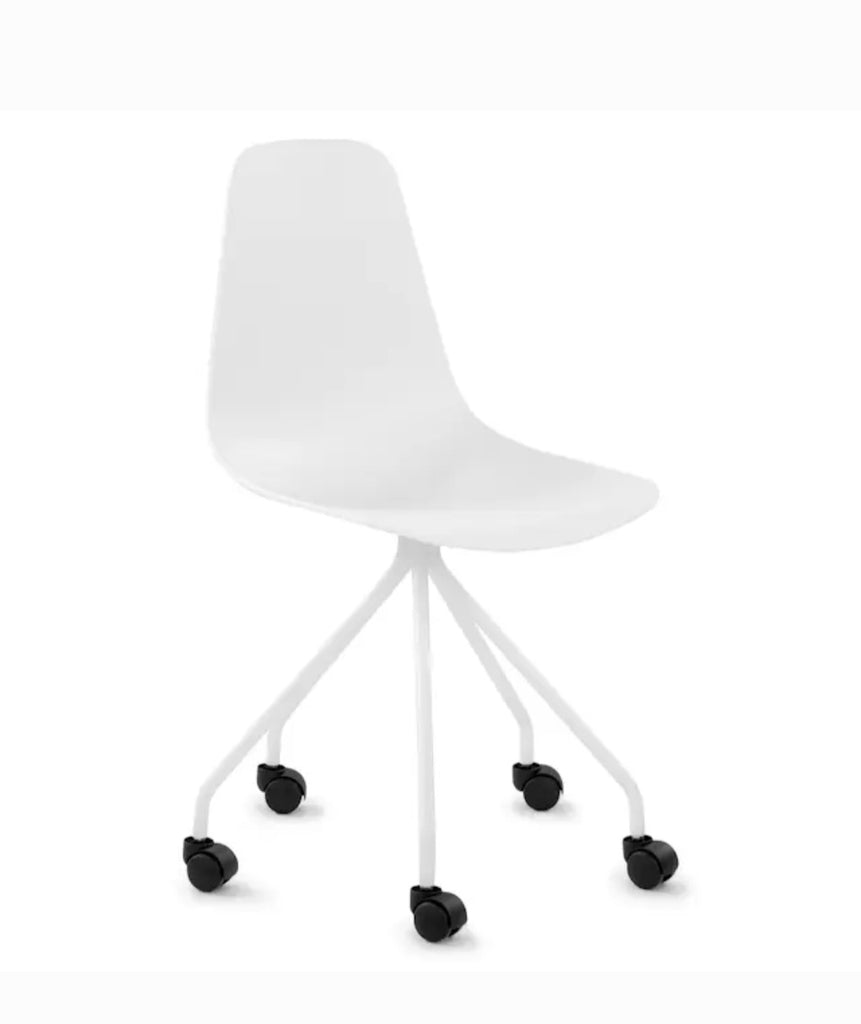 Pure White Office Chair on Castors Assembled New Moulded Seat Quaity Comfortable