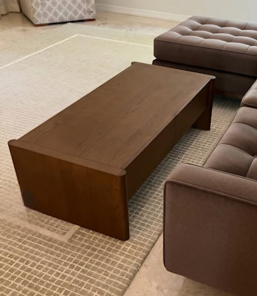 48" Mid Century Modern Cocktail Coffee Table With Drawer Storage Wood Smoked Oak Durable Quality New