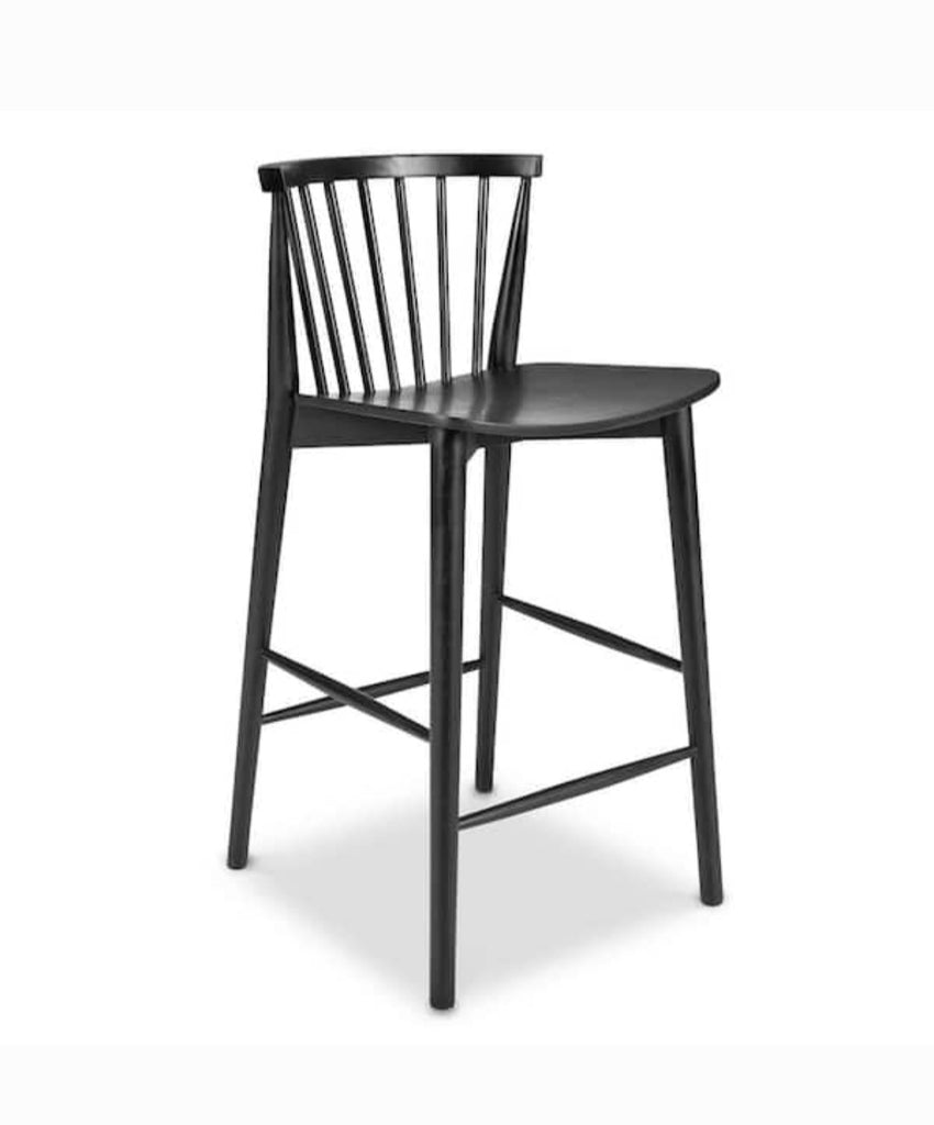 Set Of 2 Black Oak Dining Kitchen Shaker Chair Bar Stool Spindle Back New Assembled Home Furniture Durable Quality