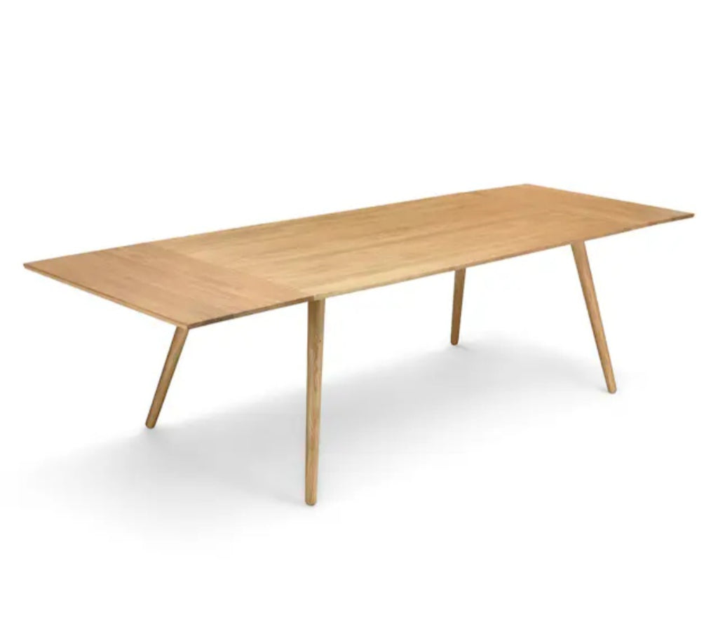 71" - 110" Extendable Oak Dining Table Mid Century Modern Kitchen Furniture Wood With 2 x Leaf