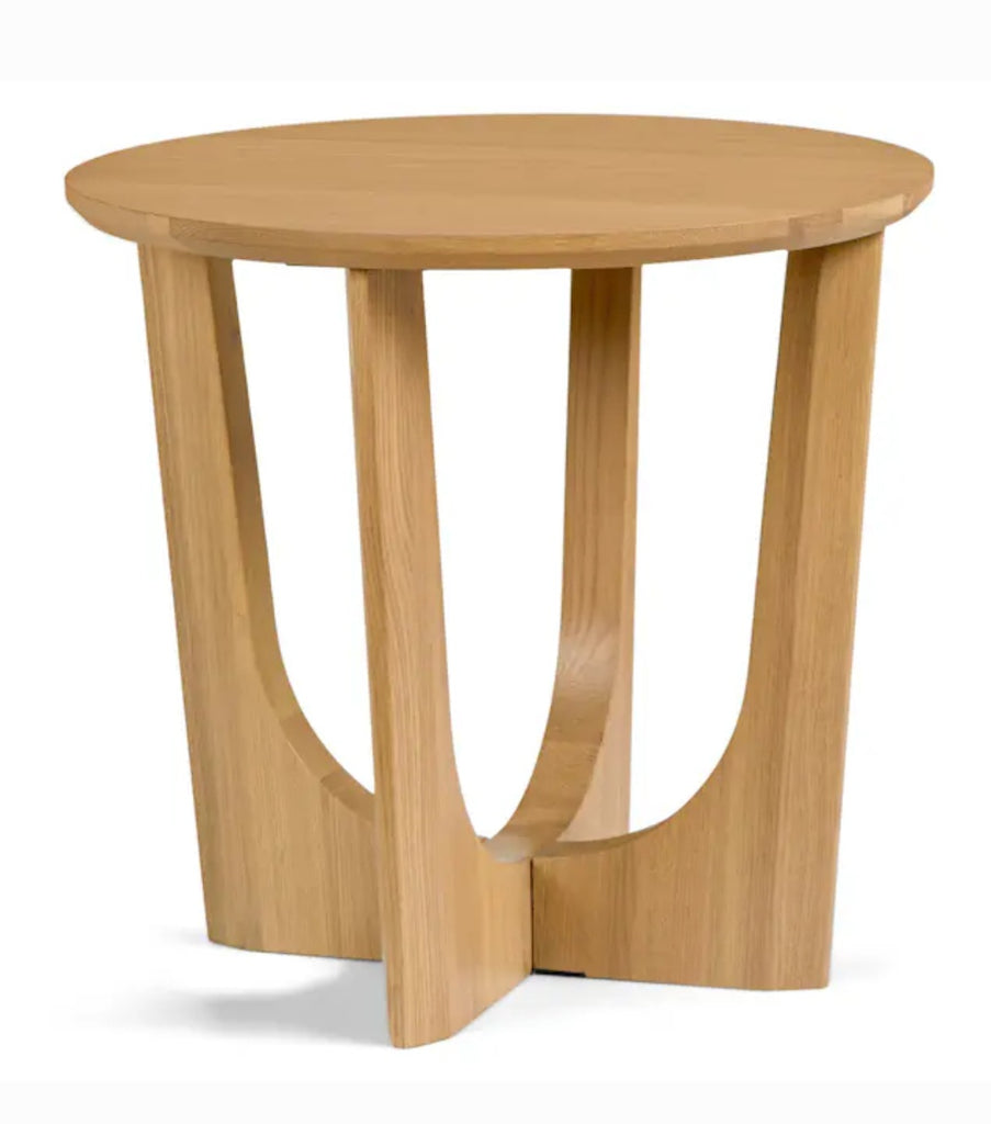 19.75" New Oak Scandinavian Modern Side Table Night Stand Round Wood