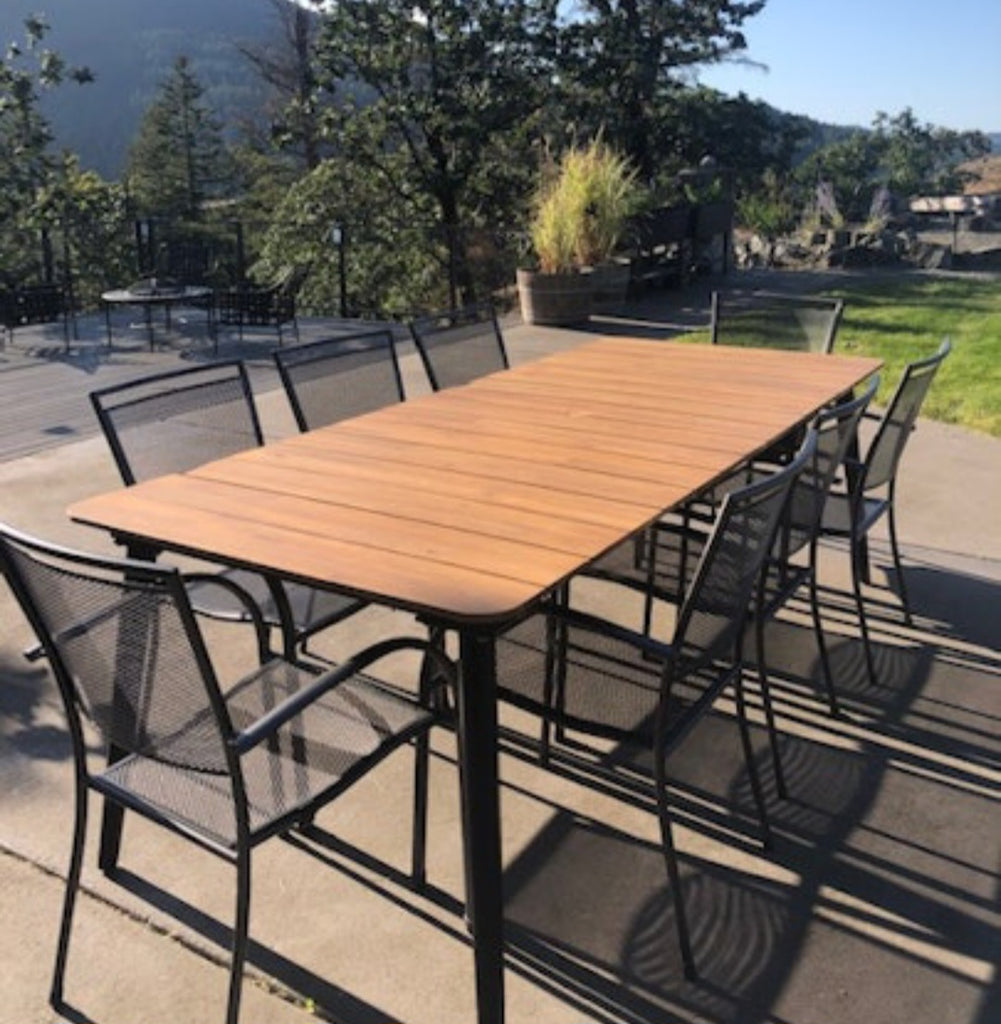 94.5" Patio Dining Table Solid Acacia and Aluminum Mid Century Modern Durable Quality Designer
