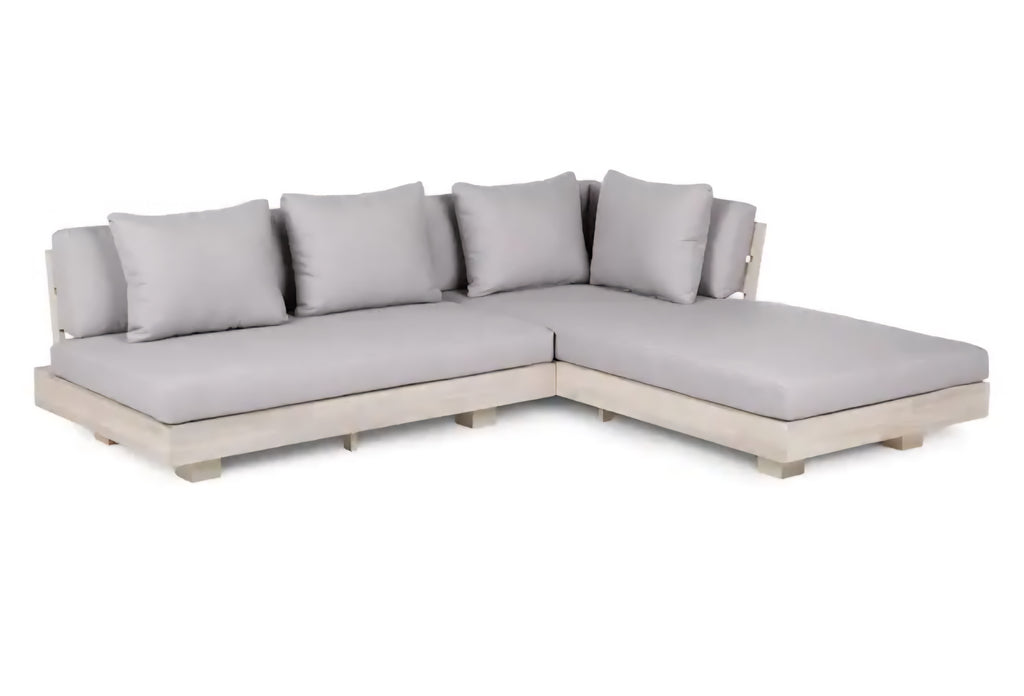 Mid Century Modern Patio Sectional Sofa Couch Set Wood Weather Resistant Cushions New In Box Quality