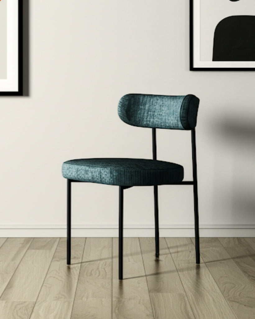 Set of 2 Blue Plush Velvet Dining Chair New Designer Quaity Comfortable Modern Metal Frame