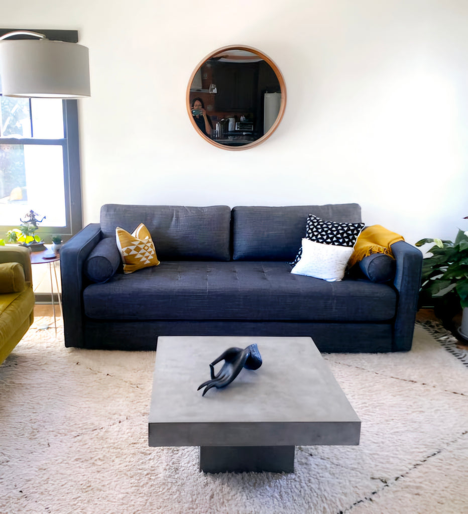 88" Upholstered Sleeper Sofa Couch Tufted Detail Quality Plush Mid Century Modern Charcoal New With Bolster Pillows