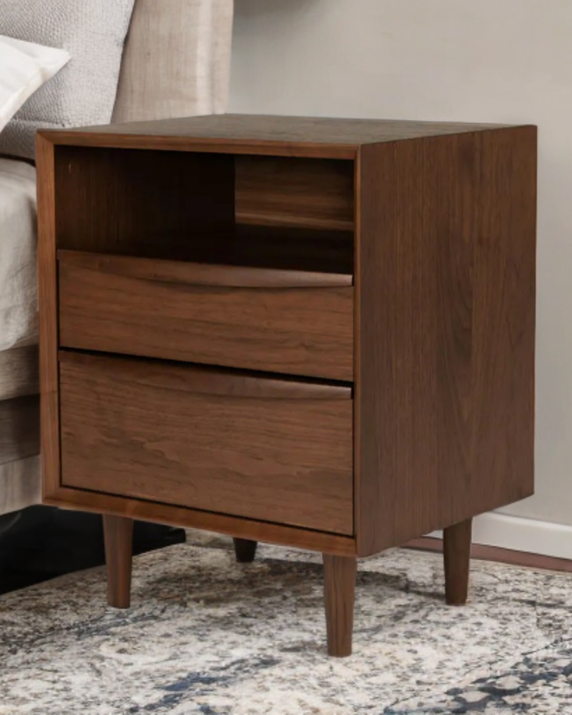 Bedroom Nightstand 2 Drawer 1 Open Storage Shelf Brand New Walnut Finish Designer Quality