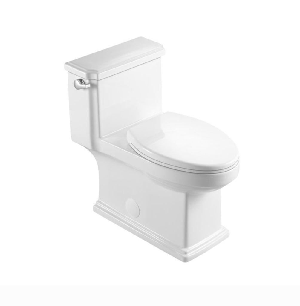 Golden Elite 1.28 Gallons GPF Elongated Floor Mounted One Piece Toilet Seat Included White