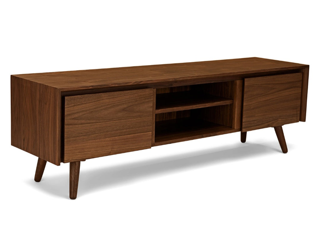 63" Mid Century Modern Media Console Sideboard With Cabinet Storage TV Stand Oak Wood Durable Designer Quality