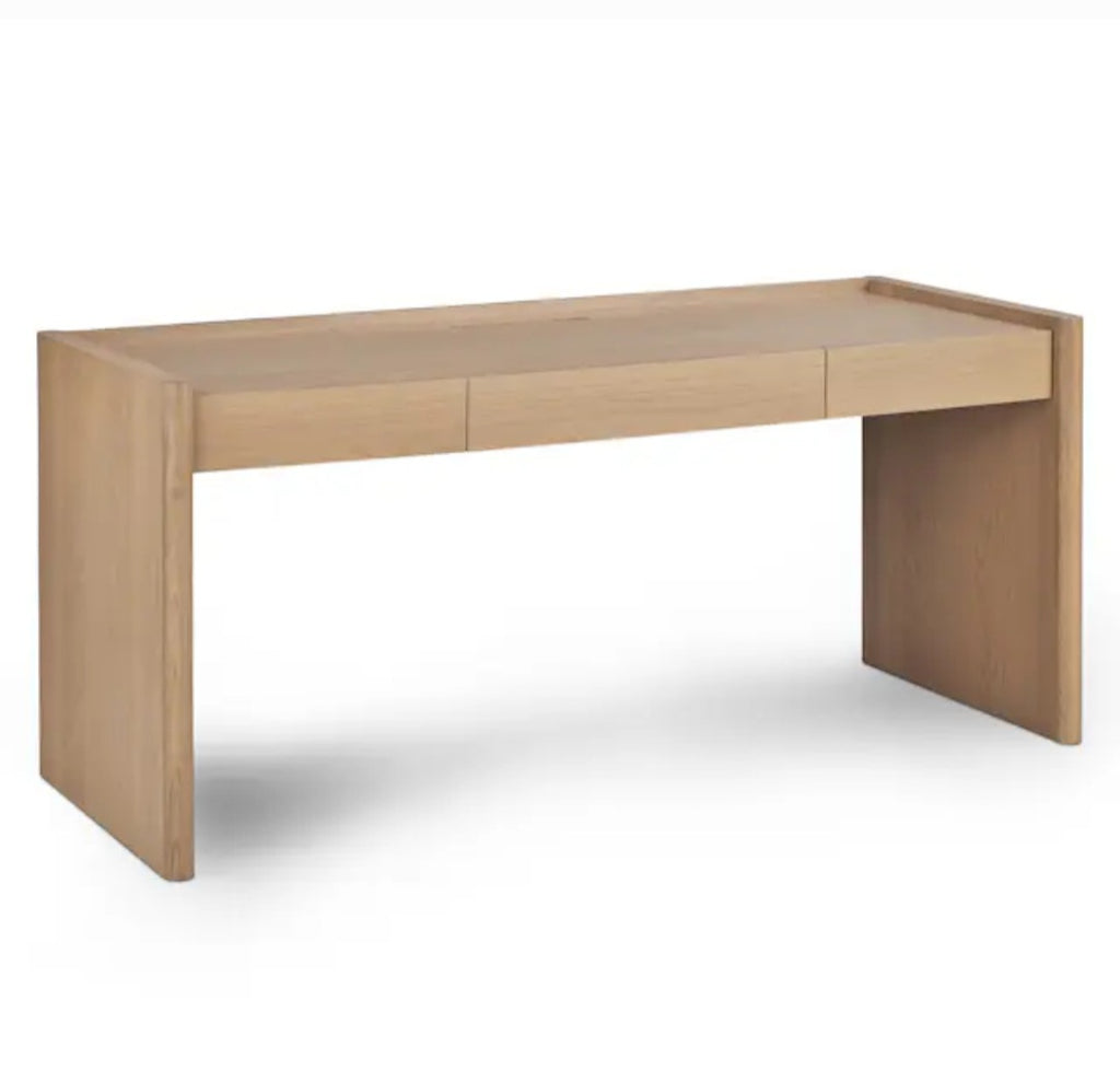 70" Mid Century Modern Office Work Desk With Drawer Storage Wood White Oak Durable Quality New