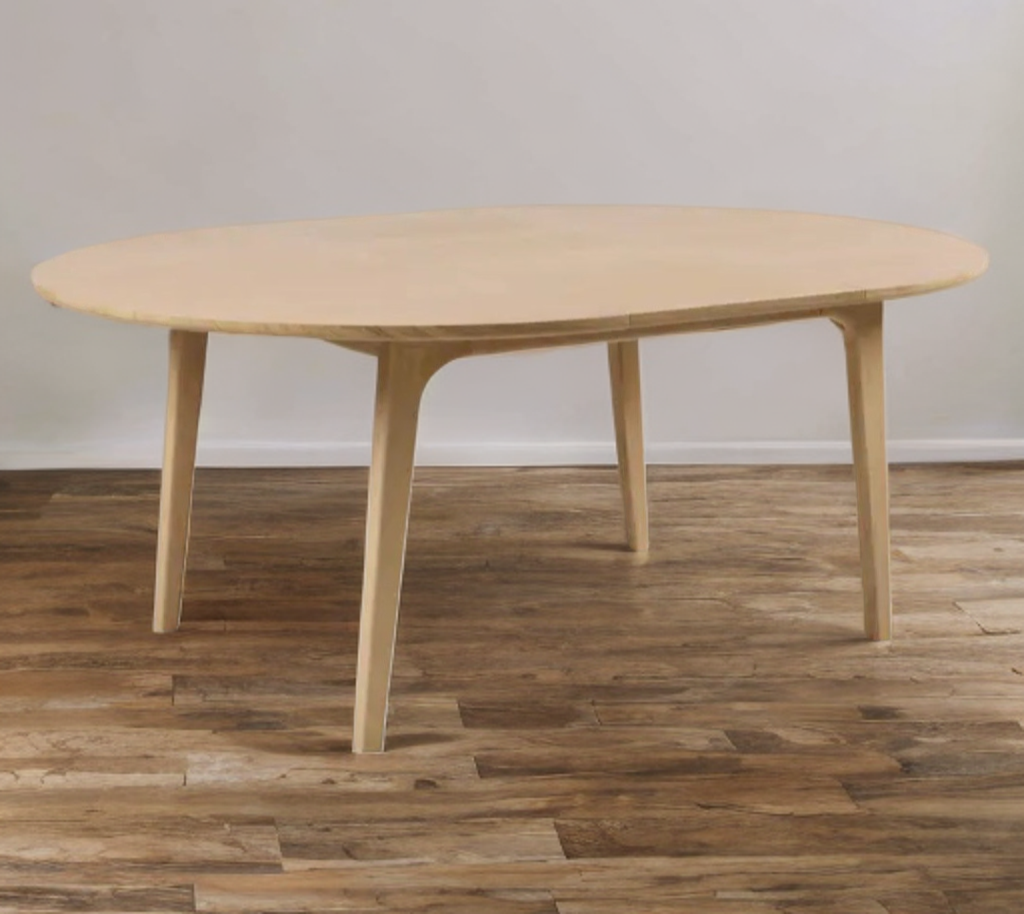 Extendable White Oak Round Oval Dining Table With Butterfly Leaf New Quality Wood Mid Century Modern Designer